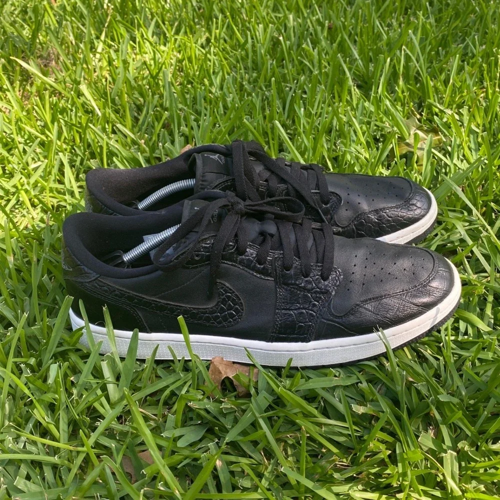 Nike Air Jordan 1 Low Golf Triple Black Crocodile Mens 13 DD9315-003